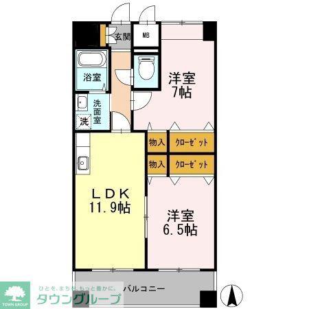 カスタリア志賀本通(2LDK/12階)の間取り写真