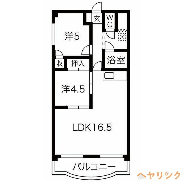 AHQ平子(2LDK/3階)の間取り写真