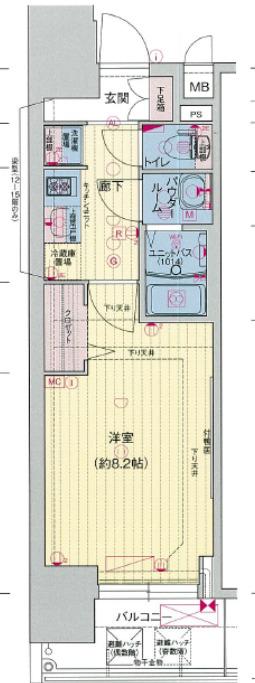 プレサンス心斎橋ソレイユ(1K/13階)の間取り写真
