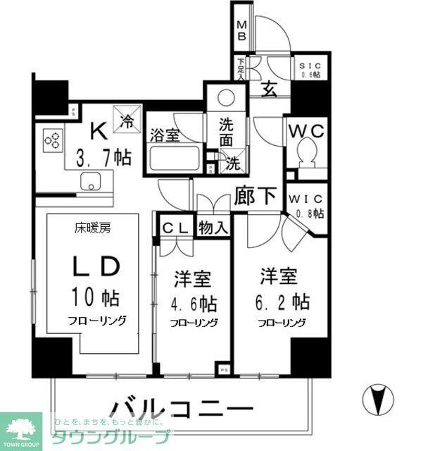 グレーシアタワー三鷹(2LDK/19階)の間取り写真