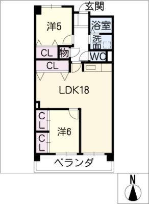 エルスタンザ原(2LDK/2階)の間取り写真