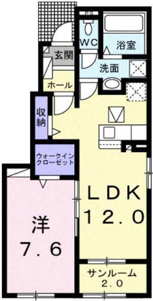 M.D.パレス VI(1LDK/1階)の間取り写真