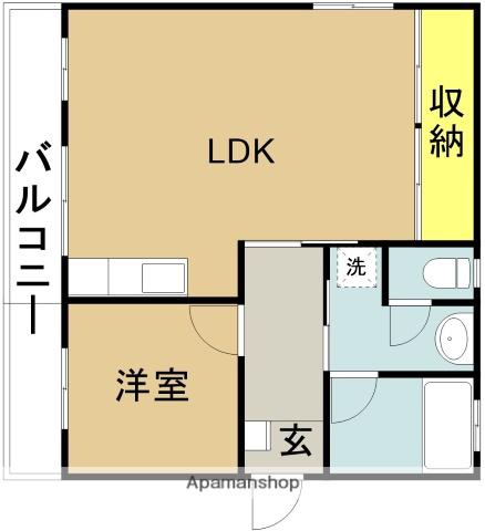 コーポラス湯地(1LDK/2階)の間取り写真