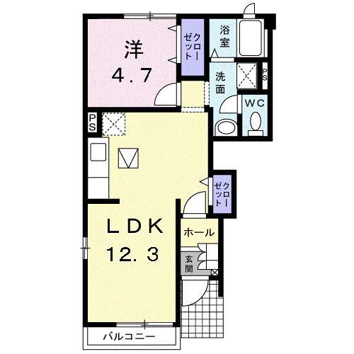 ビタヌバ クレストールII(1LDK/1階)の間取り写真