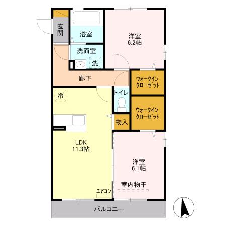 サニーコート日吉(2LDK/3階)の間取り写真