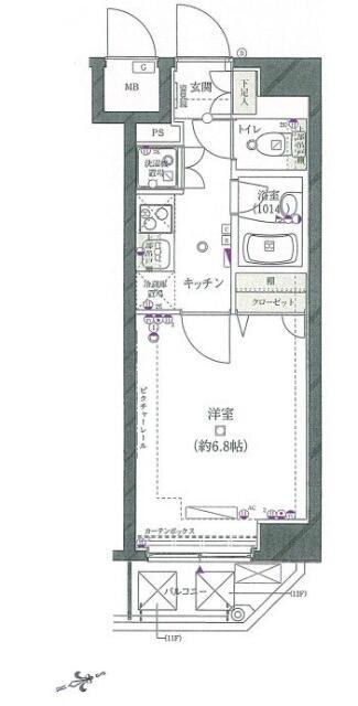 リクレイシア蒲田(1K/12階)の間取り写真