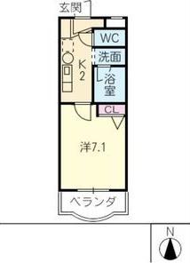 グランパルク(1K/1階)の間取り写真