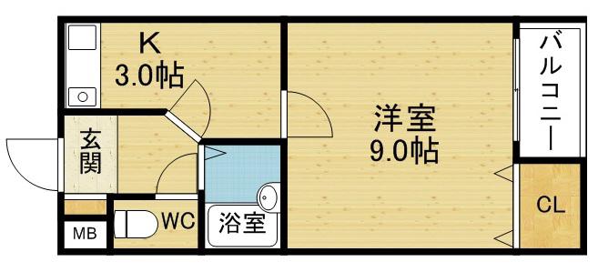 モリトモハイツ(1K/3階)の間取り写真