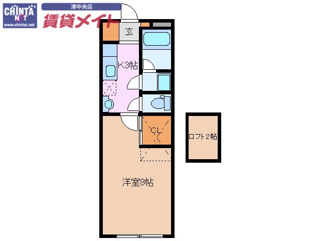 ライフプラン栗真(1K/2階)の間取り写真