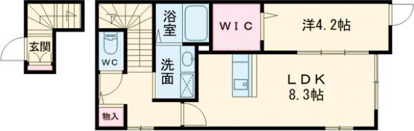 エフエス名取(1LDK/2階)の間取り写真