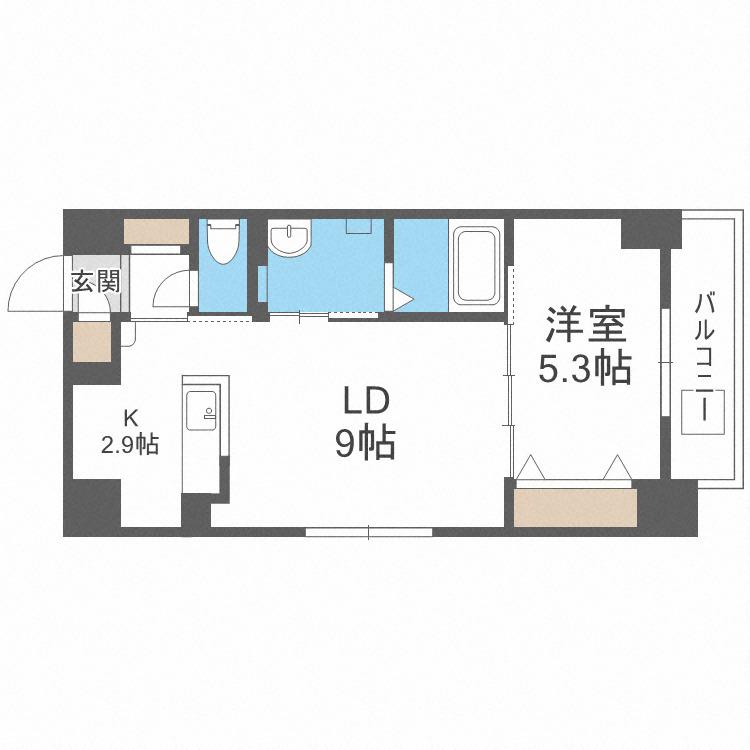 YU-COURT大通西13(1LDK/5階)の間取り写真