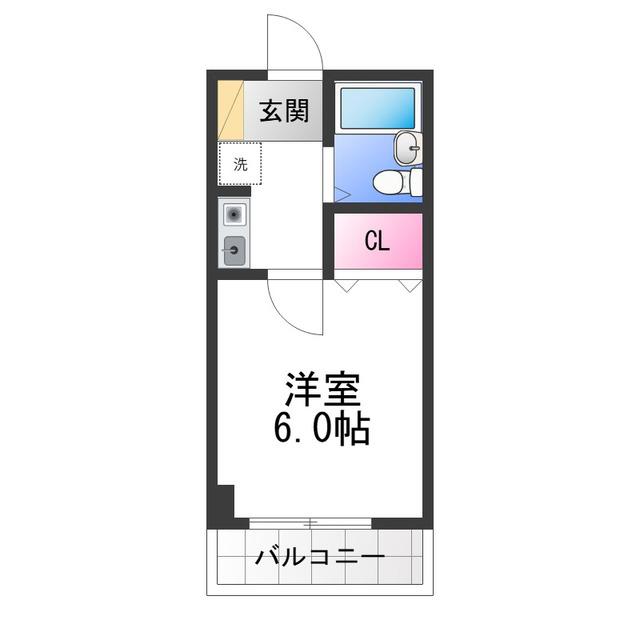 アヴニールふじわら(1K/2階)の間取り写真