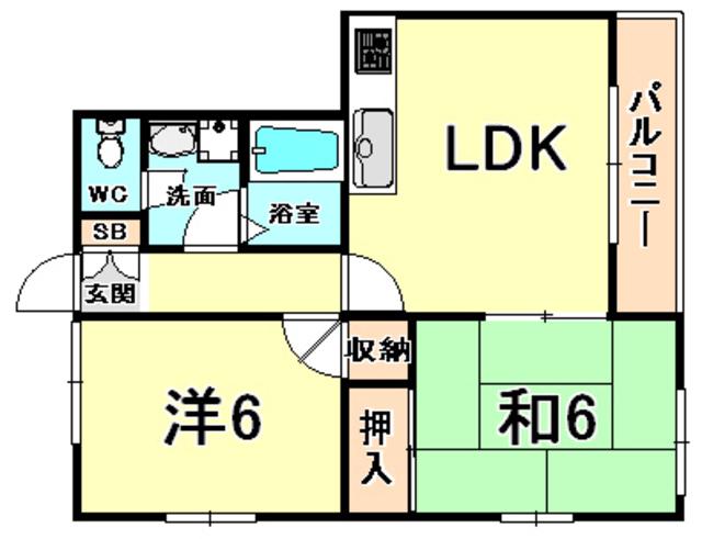 コンフォート西夙川(2LDK/1階)の間取り写真