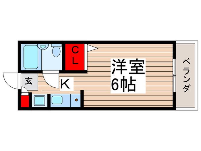 ジョイフル津田沼Ⅲ(1K/4階)の間取り写真