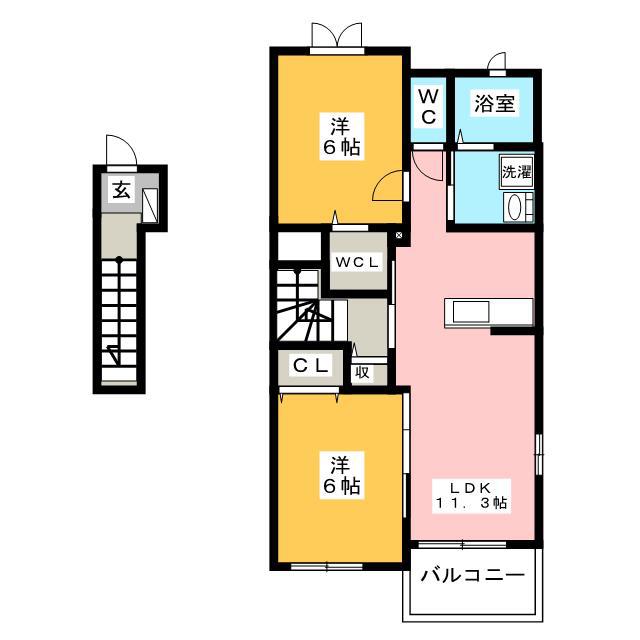 サニ-サイドA(2LDK/2階)の間取り写真