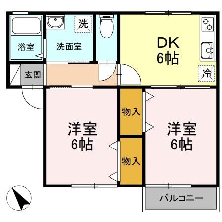 VERY HOUSE(2DK/1階)の間取り写真