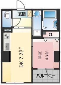 新鎌ヶ谷FタワーII(1DK/10階)の間取り写真