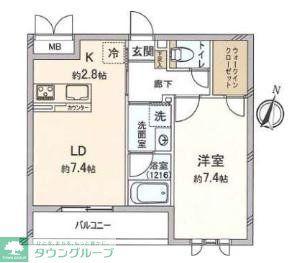 びゅうリエット西が丘(1LDK/2階)の間取り写真
