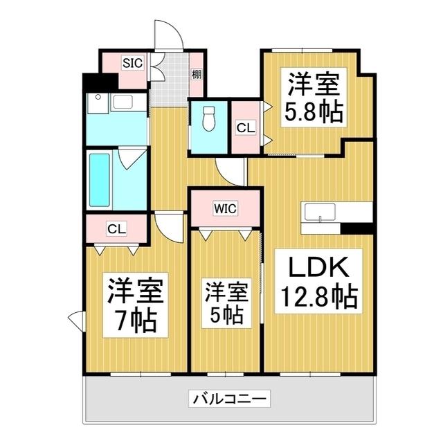 コンフォーティア広丘吉田III A棟(3LDK/10階)の間取り写真