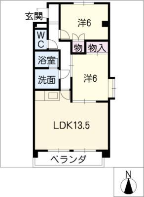 パークハイム柏原(2LDK/2階)の間取り写真