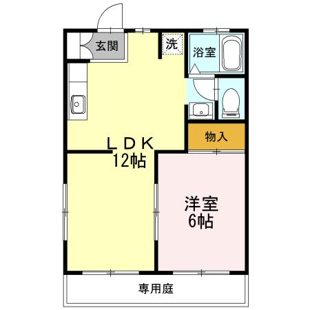 サニーコーストB(1LDK/1階)の間取り写真