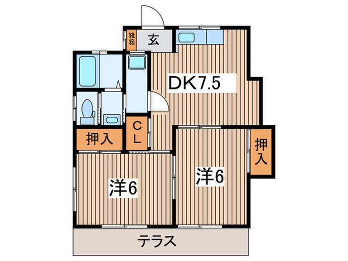 豊田ハイツ1号(2DK/1階)の間取り写真