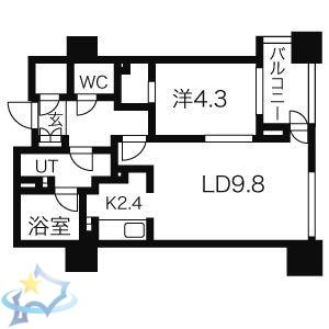 プライムメゾン南2条(1LDK/3階)の間取り写真