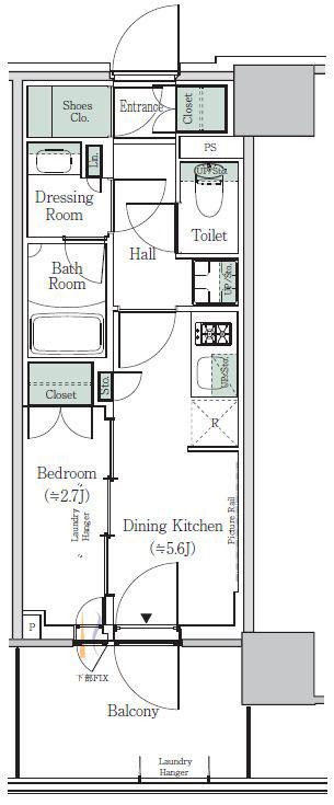 ONE ROOF RESIDENCE NISHI NIPPORI(1DK/6階)の間取り写真