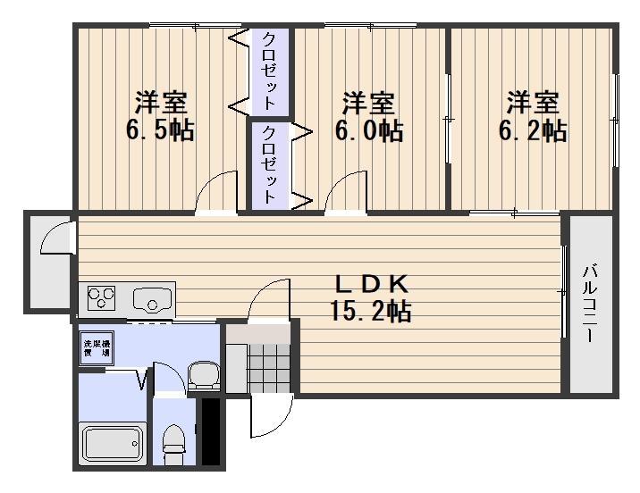 カーサソラーレ(3LDK/2階)の間取り写真