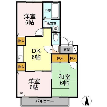 プランタニエール(3DK/1階)の間取り写真