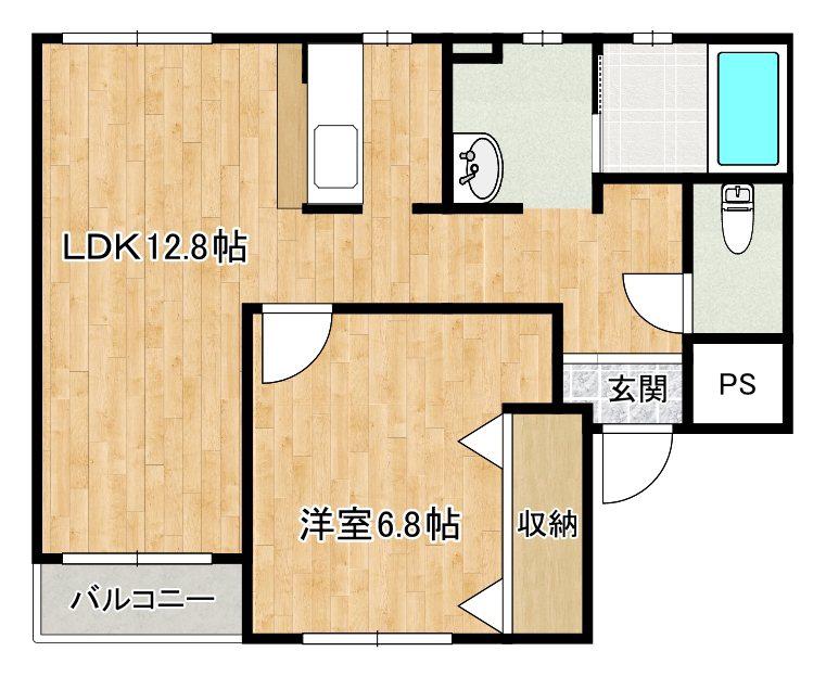 メゾン林(1LDK/2階)の間取り写真