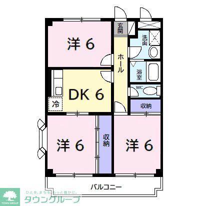 ガーデンプレイスI(3DK/1階)の間取り写真