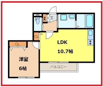 ラブリー ロサ(1LDK/3階)の間取り写真
