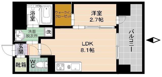 クロロ ザ グランド リバー(1LDK/4階)の間取り写真