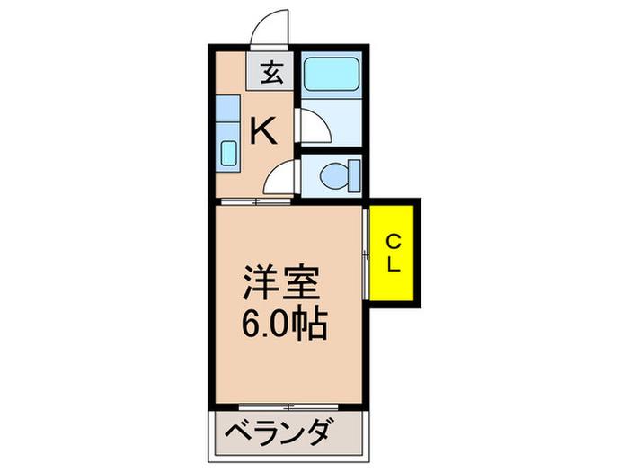 ヒラオカハイツ(1K/2階)の間取り写真