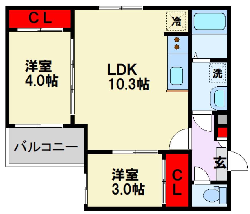 REVIVE南福岡(2LDK/1階)の間取り写真