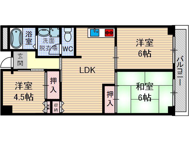 ヴィラ貴瀬2号館(3LDK/2階)の間取り写真