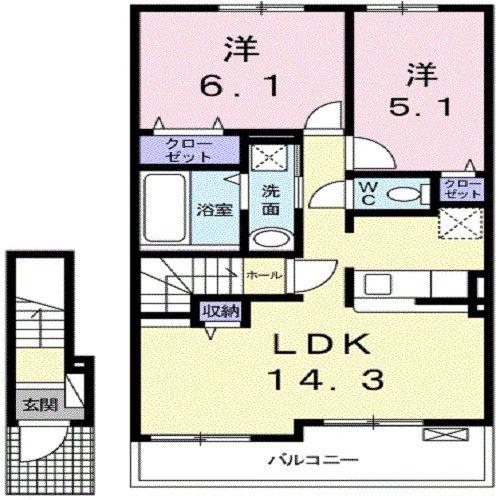 ファイン・ヒルズ(2LDK/2階)の間取り写真