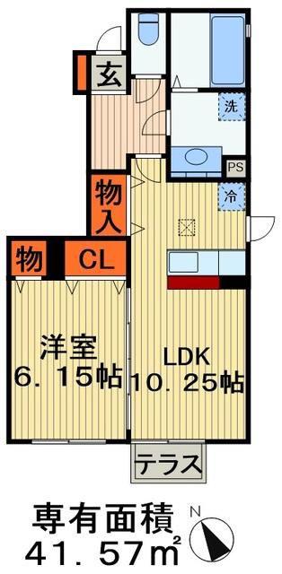 ラ・リアン B棟(1LDK/1階)の間取り写真