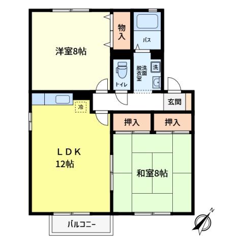 アーバンライフII(2LDK/2階)の間取り写真