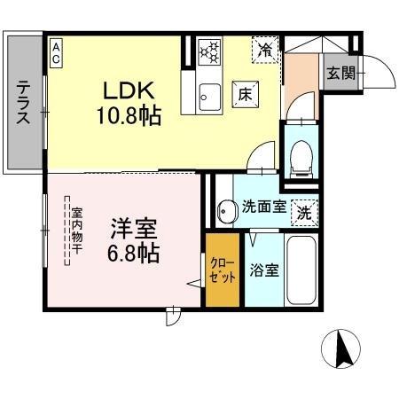 GRAND D-ROOM 島内新橋(1LDK/1階)の間取り写真