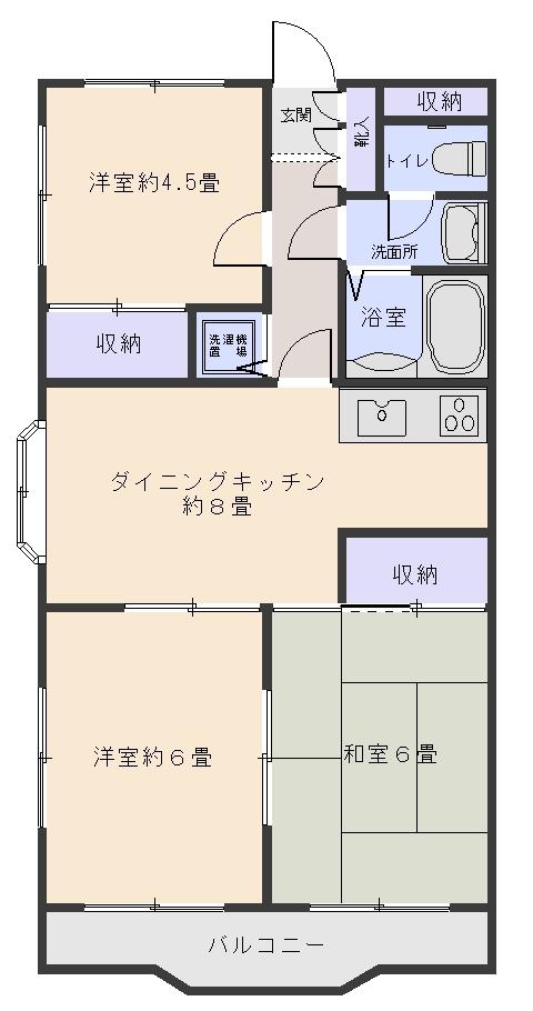 サンシティ壱番館(3DK/4階)の間取り写真