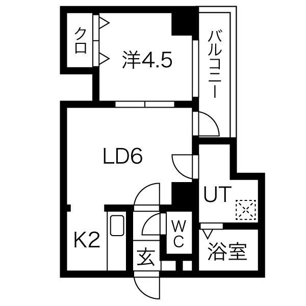 第二北美マンション(1DK/6階)の間取り写真