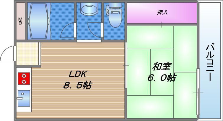 ロイヤルメゾンテル(1LDK/4階)の間取り写真
