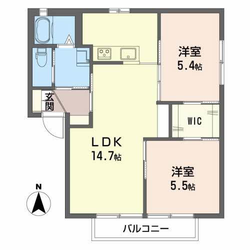 ドミール平井(2LDK/2階)の間取り写真