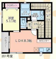 CASA浦安(1LDK/2階)の間取り写真