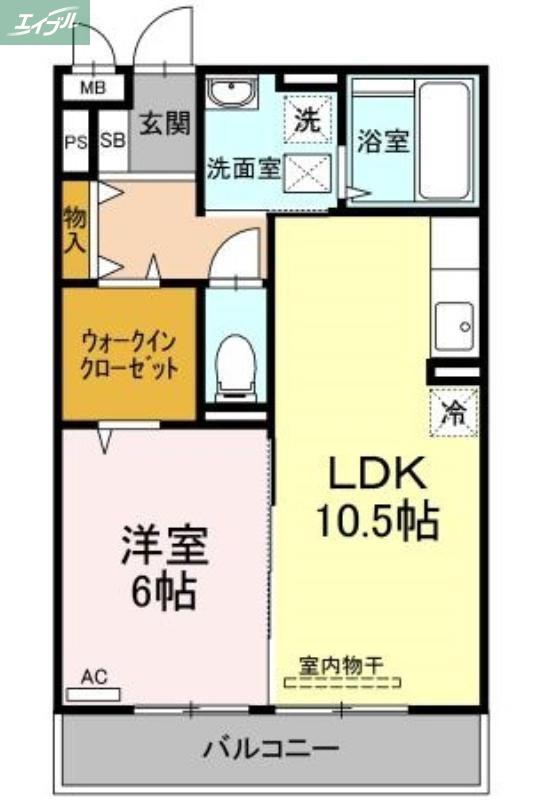 エスポワール青江(1LDK/2階)の間取り写真