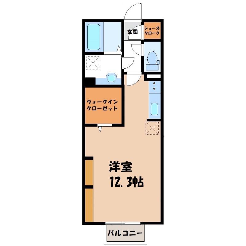 昭和町ソレイユ(ワンルーム/1階)の間取り写真
