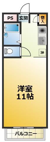 ヴィラRY(1K/3階)の間取り写真