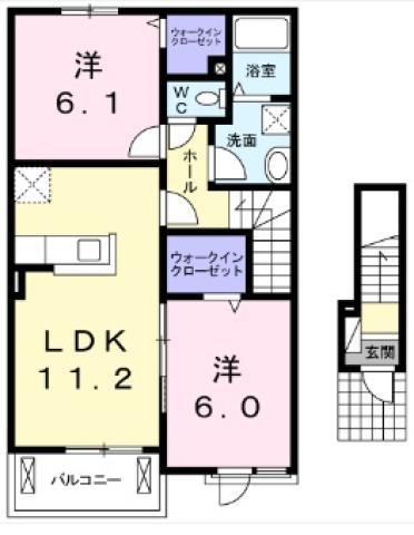 サンシーブルA(2LDK/2階)の間取り写真